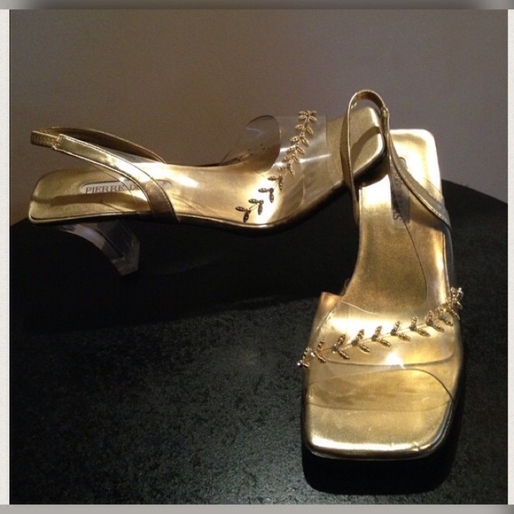 Gold opened toe heels