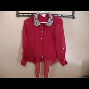 Red cheetah print blouse