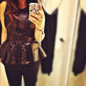 Black faux leather peplum top from Zara-So cute!!!