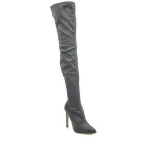 Sergio Rossi Matrix Over The Knee Suede Grey Boots