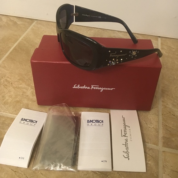 Sparkling Navy Ferragamo Sunglasses orig $250