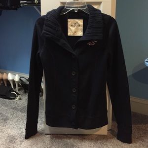 Navy blue button down sweater