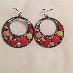 Pink & coral hoop earrings