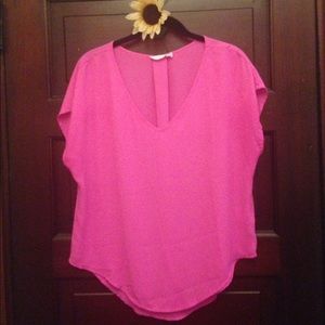 Flowy summer chiffon hot pink top