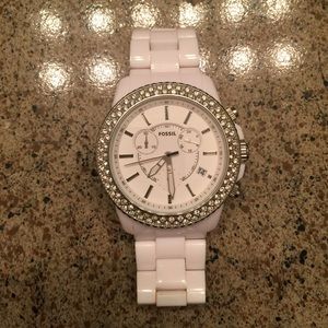 White Fossil watch