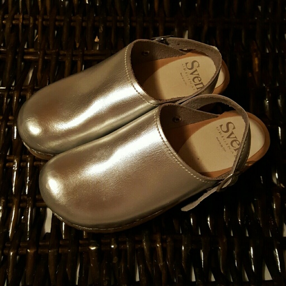 Sven Silver Wooden Clogs