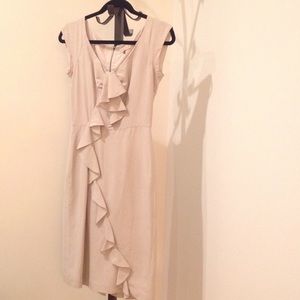 Rebecca Taylor Silk & Linen Ruffle front Dress