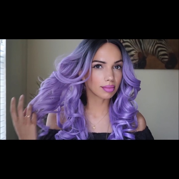 Lavender lace front wig synthetic heat resistant