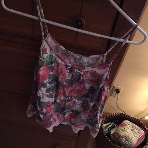 pretty flower top with lace trim