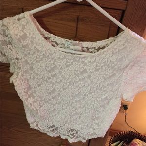 white lace crop top