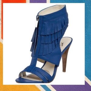 NWOT Velvet Angels Cobalt Leather Fringe Sandals😱