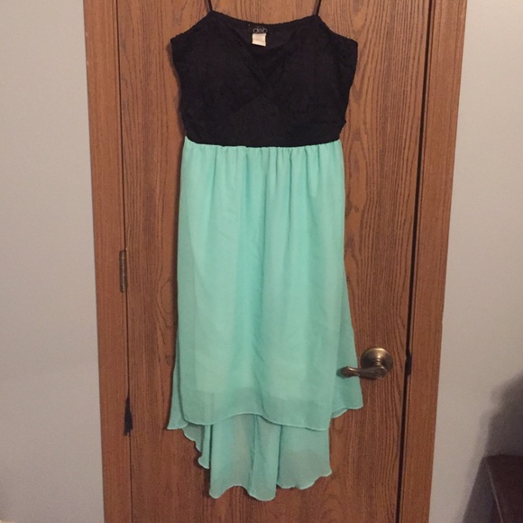 Deb Dresses & Skirts - Black and mint green high low dress