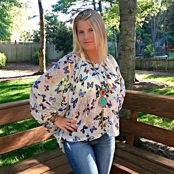 Stunning Butterfly peasant blouse! LAST ONE!! - Picture 3 of 4