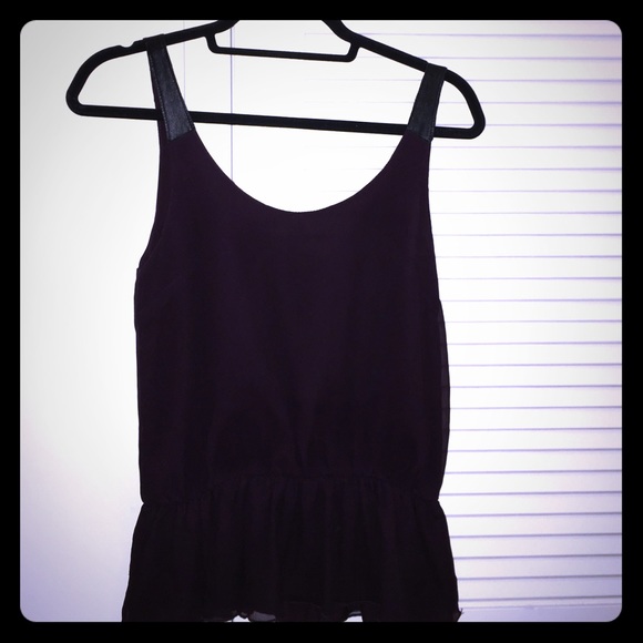 SOLD!! AQUA LUXE Silk/Leather Eggplant Peplum