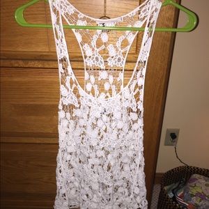 white flowered tank top