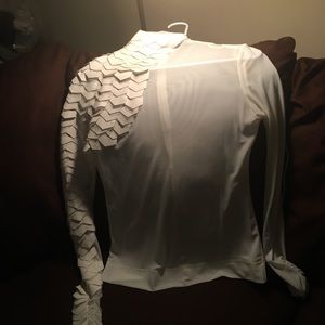 Off white Leather Sleeve Meesh ladies Blouse