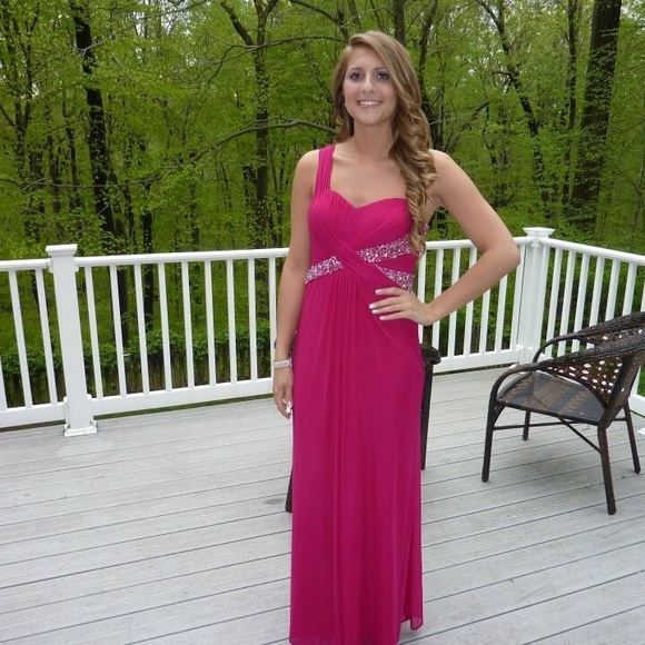 Faviana Bright Fuscia Gown with Jewels