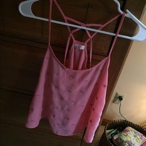 peach/pink tank top with strappy back