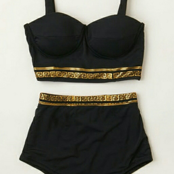 New! - High Waist Black and Gold Bikini