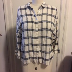 Zara trafaluc windowpane check gauze shirt