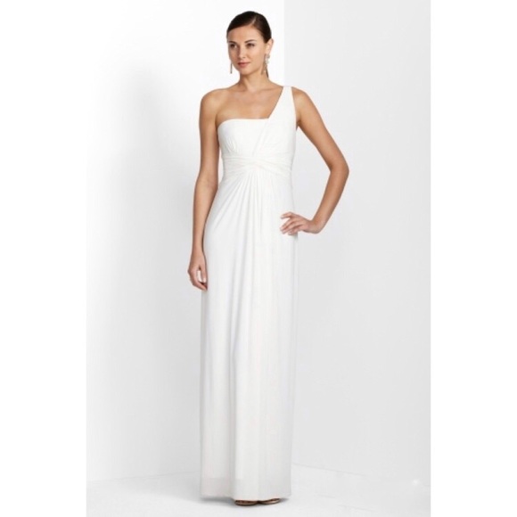 BCBGMaxAzria Light Cream One Shoulder Gown