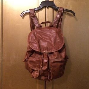 Used once! Brown faux leather backpack