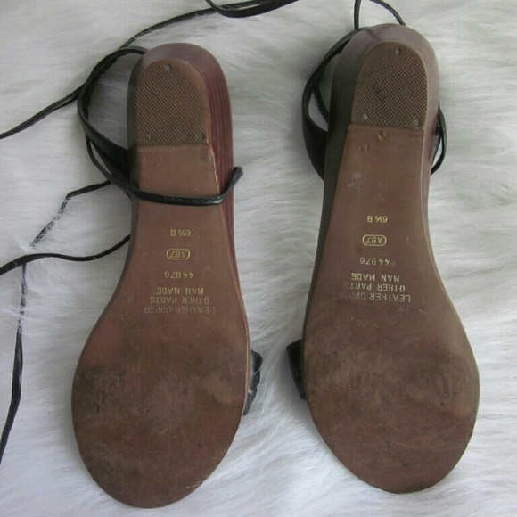 SOLD Leather Slingback Lace Up Sandals - Picture 3 of 4