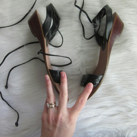 SOLD Leather Slingback Lace Up Sandals - Picture 4 of 4