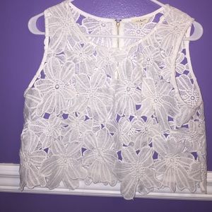 White Floral Crop Top