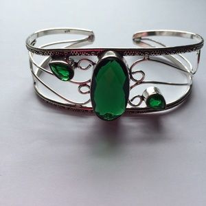 🌠🌀🎀STERLING SILVER 🎀🎀EMERALD Cuff Bracelet 💕