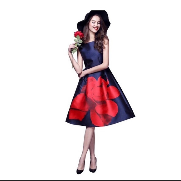 Flower print flow dress (sleeveless)