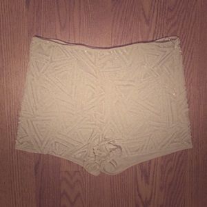 White high waisted sequin shorts