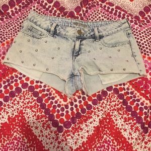 Studded jean shorts