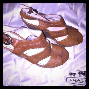 COACH Vachetta leather wedges, New, size 6.5