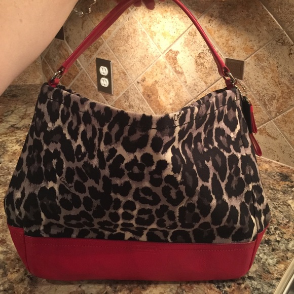 Coach Accessories - Coach leather & leopard handbag like new
