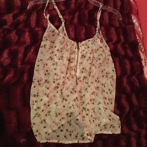 Flowery front zipper shirt