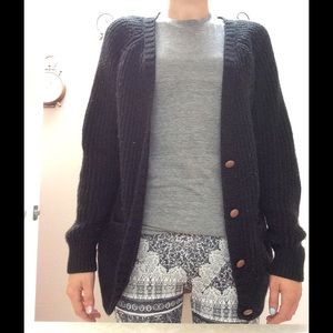 H&M Leather Elbow Patch Sweater