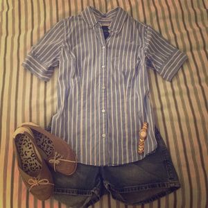 American Eagle Blue Striped Shirt