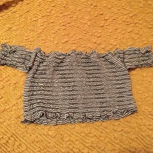 Stripped off shoulder crop top