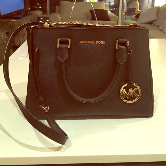 Black Michael Kors Tote with long strap