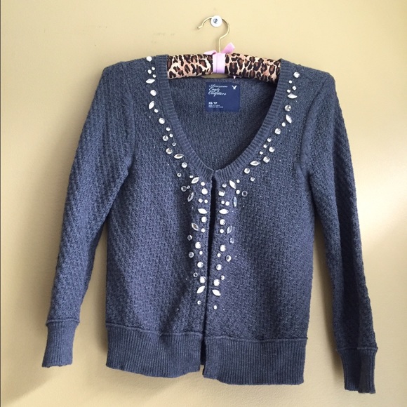 American Eagle grey cardigan w/ bling