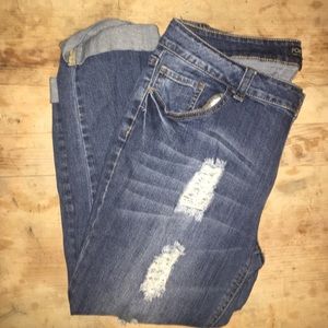 Cropped Skinny Distressed Jeans