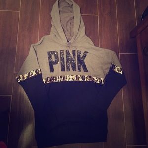 PINK Oversized Sequin Cheetah Ltd Ed Hoodie