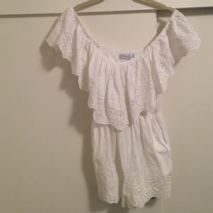 White off the shoulder romper