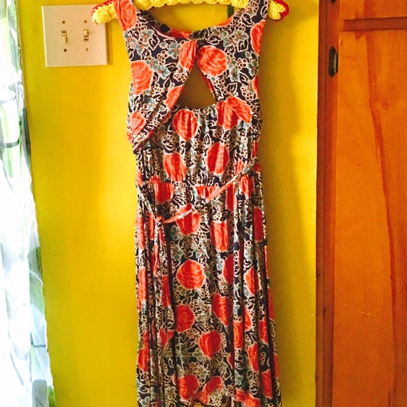 Anthropologie floral stretchy cotton knit dress