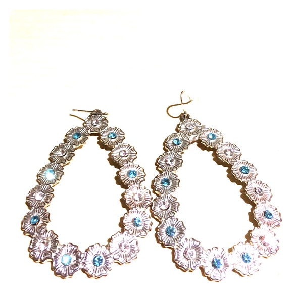 Silver with blue earrings