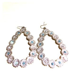 Silver with blue earrings