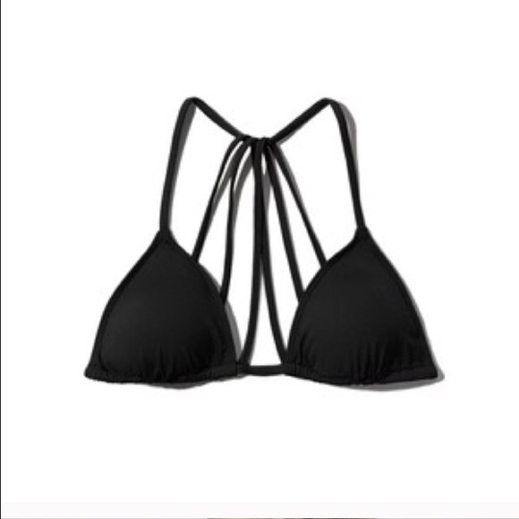Strappy black/gray A&E bikini top