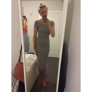 Stripped black and white midi dress