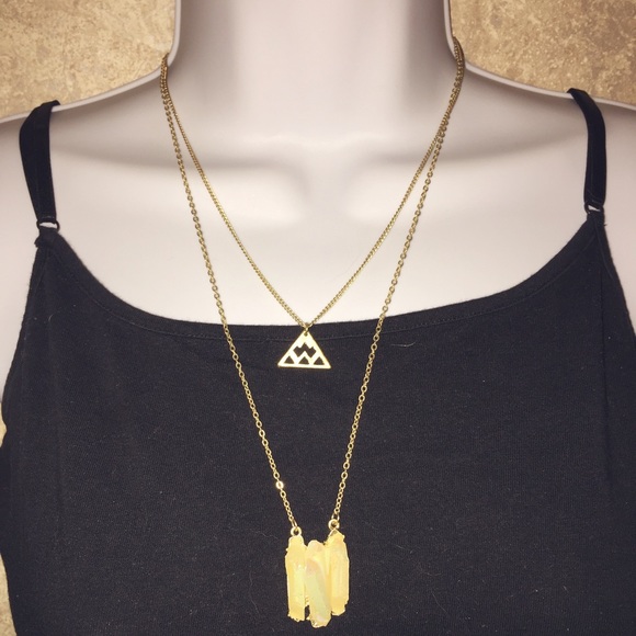 Gold Stone Necklace & Earrings Set - Picture 2 of 4